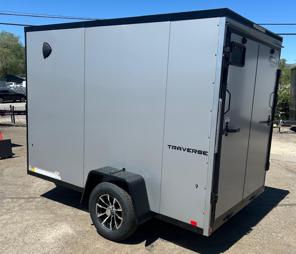 6x10 Traverse Flat Top V-Nose Enclosed Trailer - 3K GVWR - Silver/Black | Carson City, NV