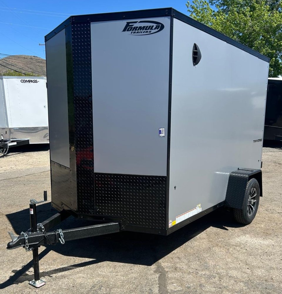 6x10 Traverse Flat Top V-Nose Enclosed Trailer - 3K GVWR - Silver/Black | Carson City, NV