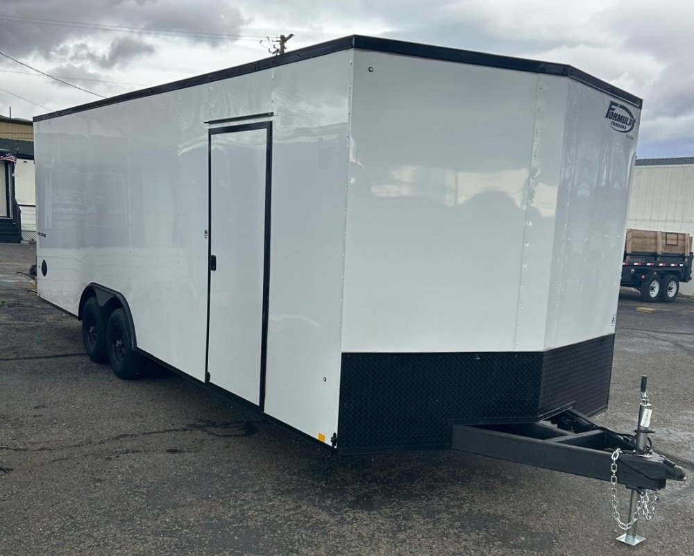 8.5&times;24 Formula Traverse Flat Top V-Nose Car Hauler - Composite White/Black Trim | For Sale in Carson