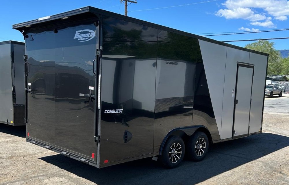 8.5x20 Conquest SE Flat Top Sloped V-Nose Enclosed Car Hauler - Silver/Black | Carson City, NV