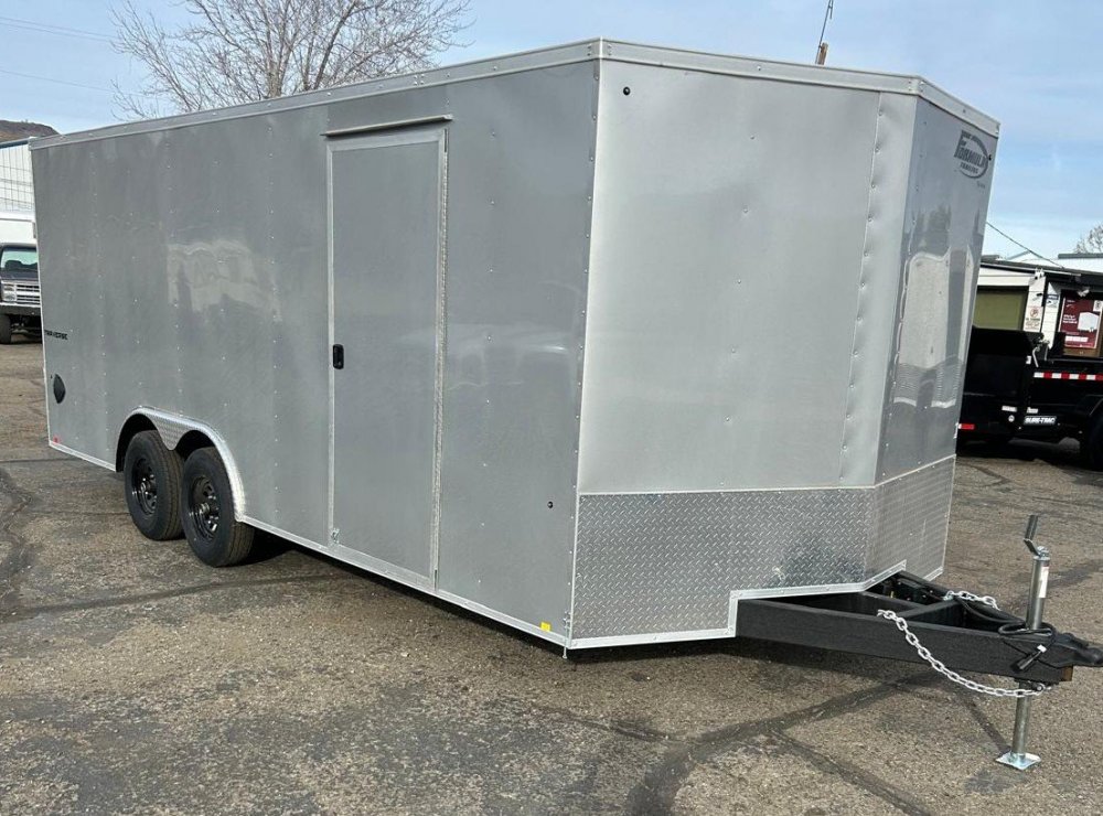 8.5x20 Formula Traverse Flat Top V-Nose Enclosed Trailer - White + Black Trim
