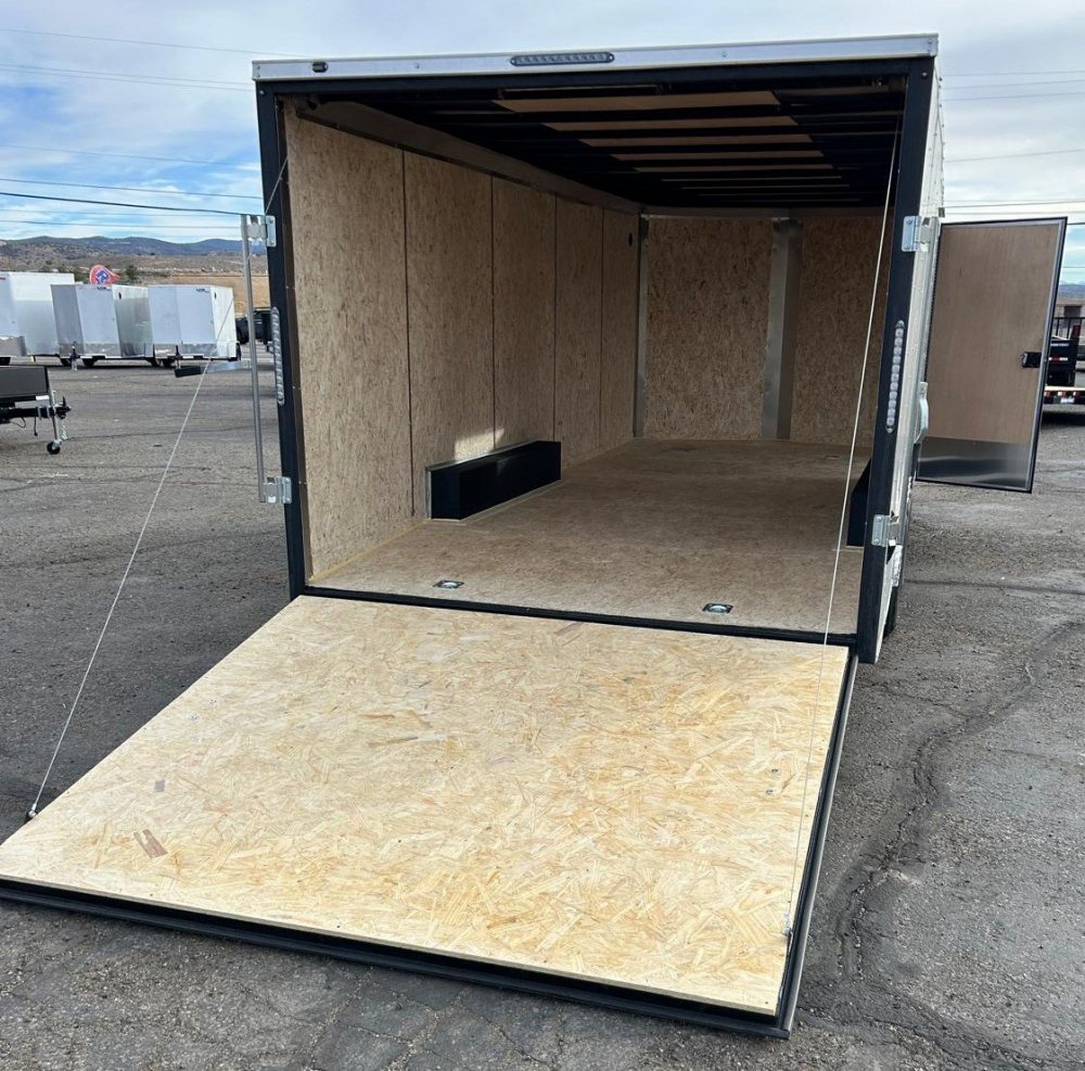8.5x20 Formula Traverse Flat Top V-Nose Enclosed Trailer - White + Black Trim