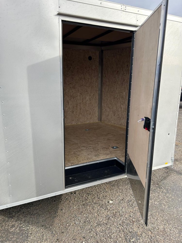 8.5x20 Formula Traverse Flat Top V-Nose Enclosed Trailer - White + Black Trim