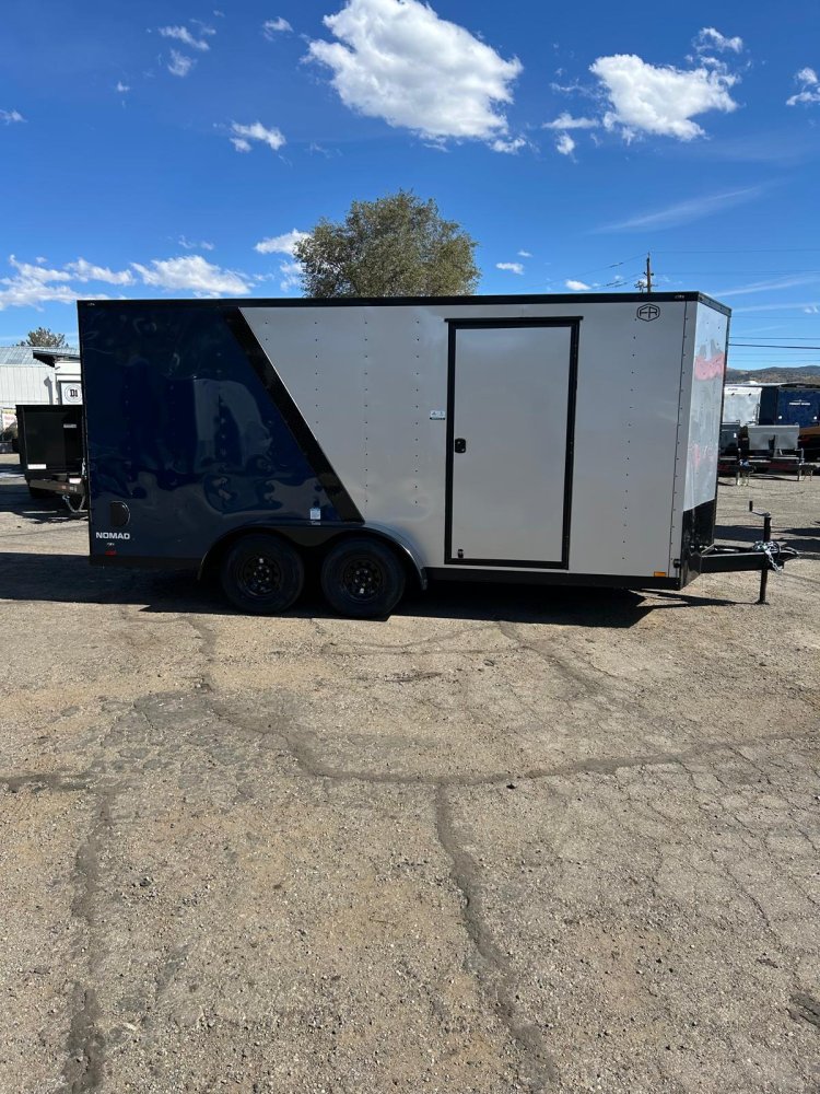 7x16 Forest River Cargo King Enclosed Trailer - Custom Two-Tone Diamond Ice & Indigo Blue