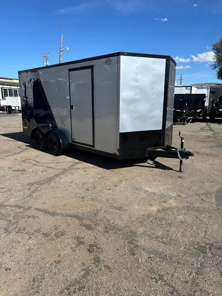 7x16 Forest River Cargo King Enclosed Trailer - Custom Two-Tone Diamond Ice & Indigo Blue