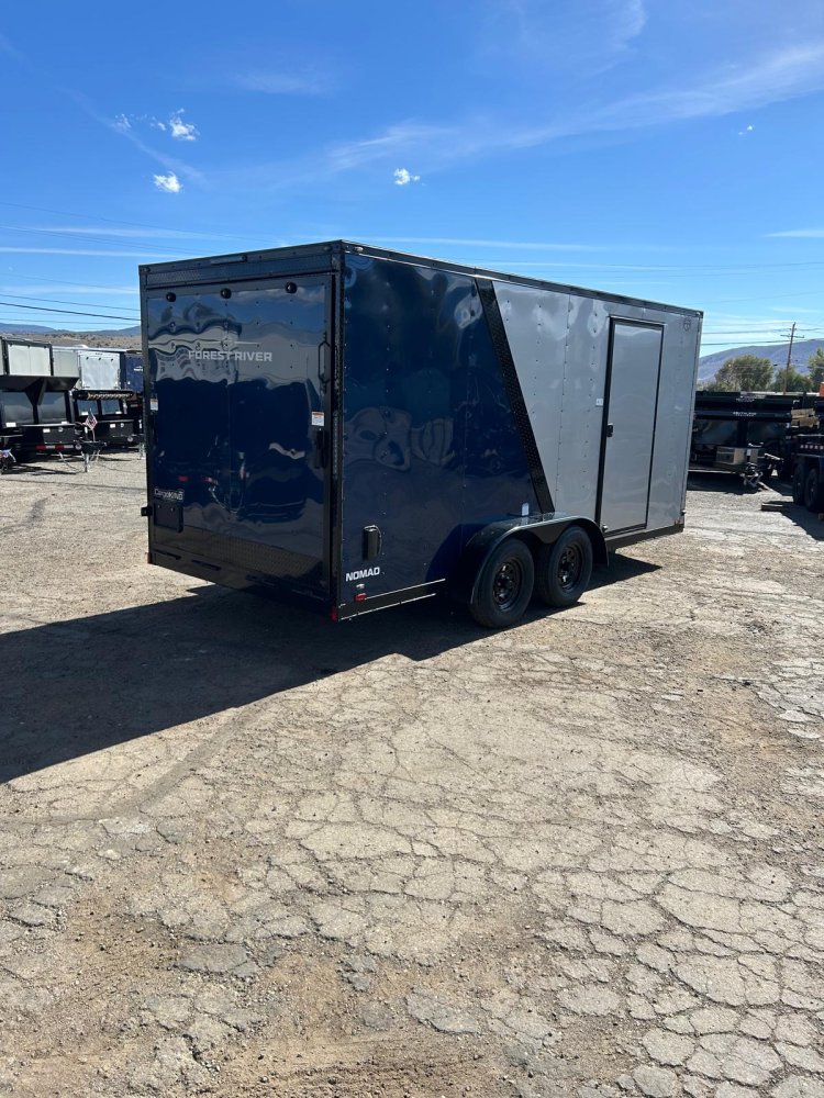 7x16 Forest River Cargo King Enclosed Trailer - Custom Two-Tone Diamond Ice & Indigo Blue