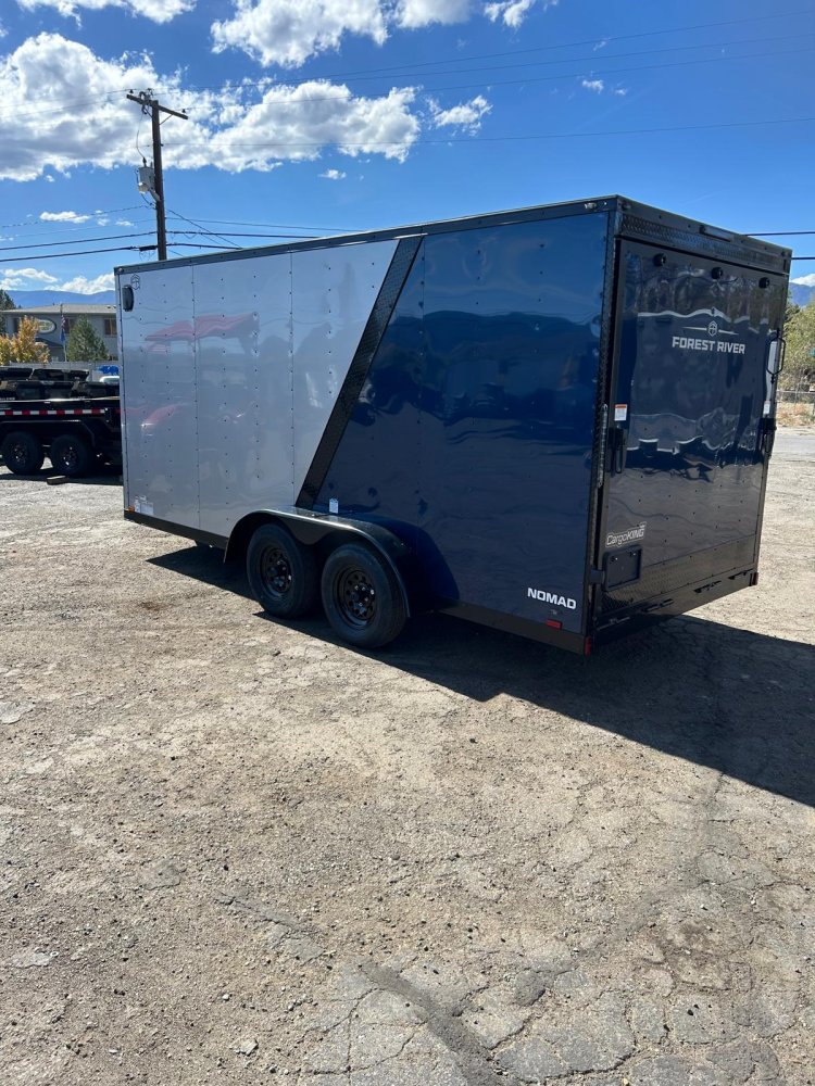 7x16 Forest River Cargo King Enclosed Trailer - Custom Two-Tone Diamond Ice & Indigo Blue