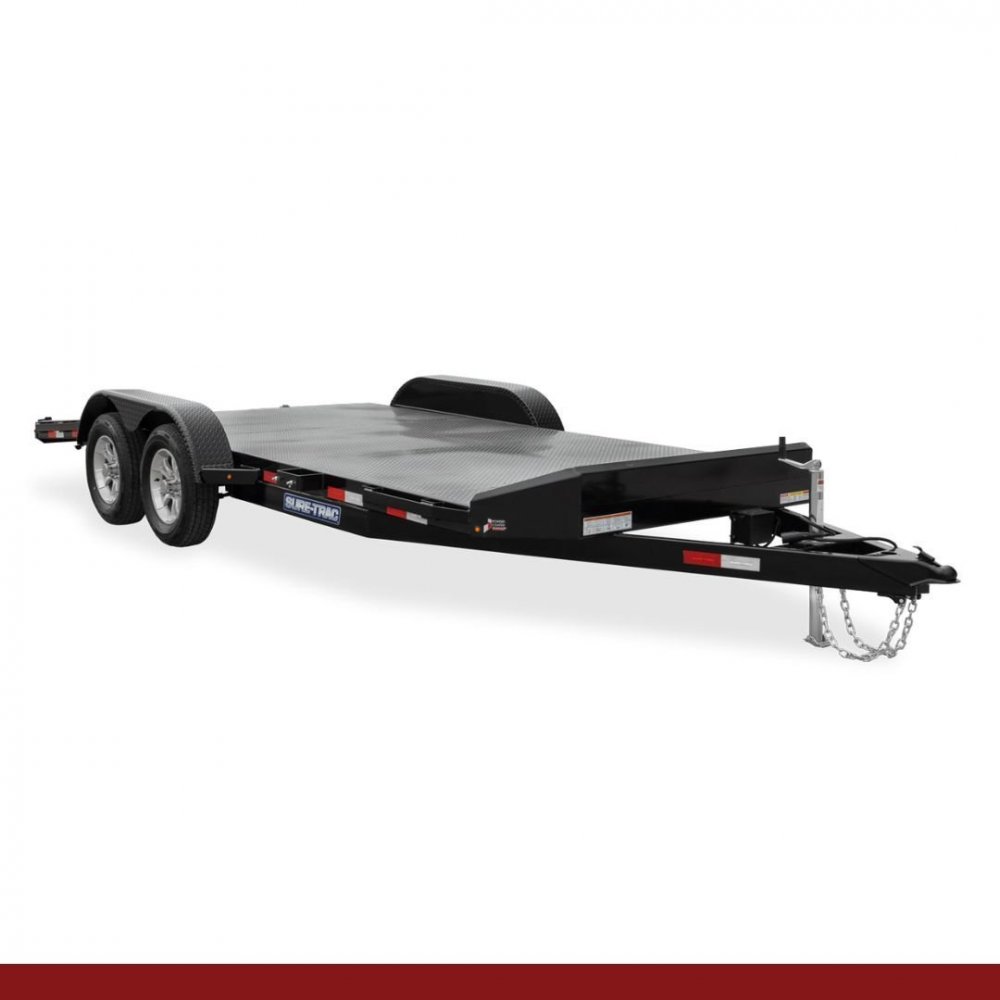 7 x 16+4, 10K Sure-Trac Flatbed Car Hauler - Steel Deck Car Hauler