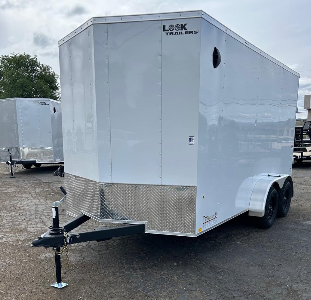 7x14 ST DLX Flat Top V-Nose Enclosed Trailer - 7K GVWR - White | Carson City, NV