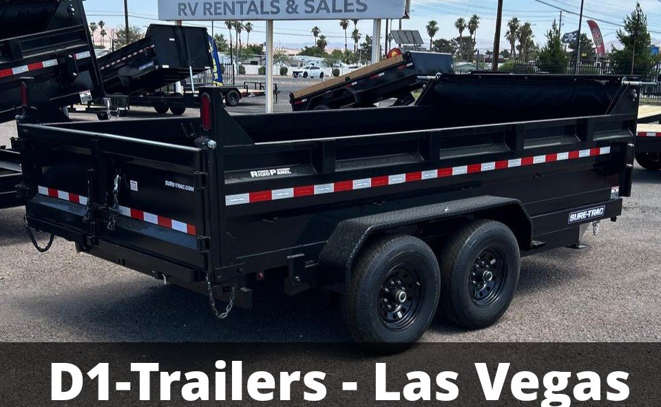 7x14 Sure-Trac Heavy Duty Low Profile Dump Trailer - 14K GVWR | Telescopic Hoist & 3' Sides