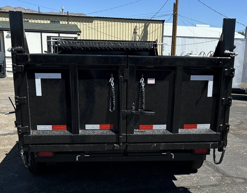7x14 Sure-Trac Heavy Duty Low Profile Dump Trailer - 14K GVWR | Telescopic Hoist & 3' Sides