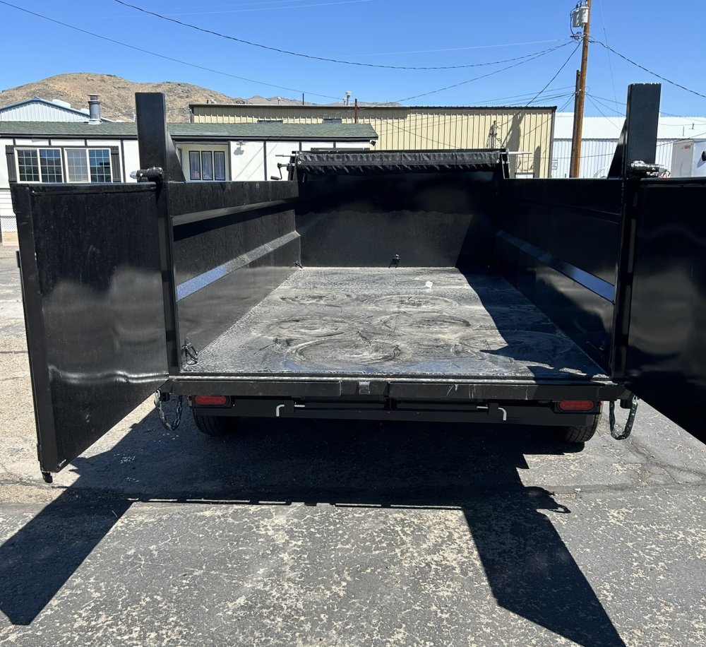 7x14 Sure-Trac Heavy Duty Low Profile Dump Trailer - 14K GVWR | Telescopic Hoist & 3' Sides