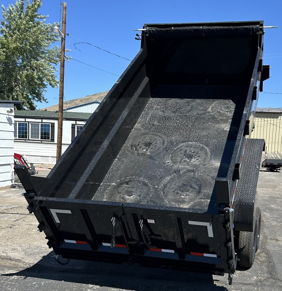 7x14 Sure-Trac Heavy Duty Low Profile Dump Trailer - 14K GVWR | Telescopic Hoist & 3' Sides