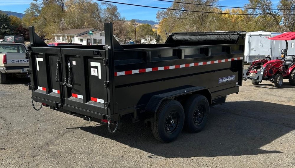 7x14 Sure-Trac Heavy Duty Low Profile Dump Trailer - 14K GVWR | Telescopic Hoist & 3' Sides