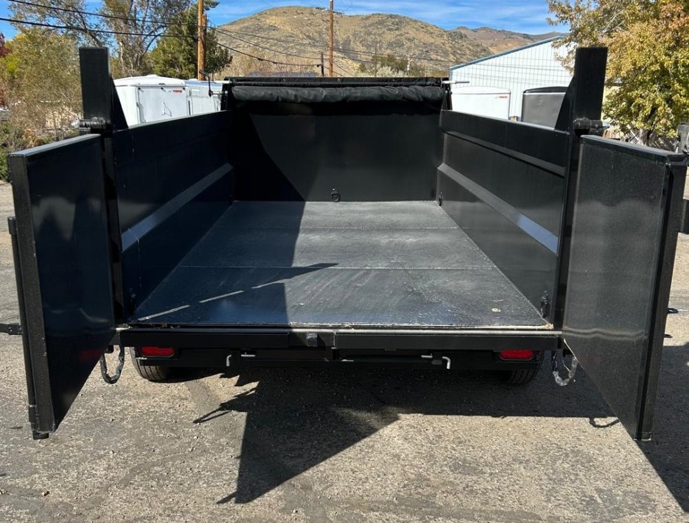 7x14 Sure-Trac Heavy Duty Low Profile Dump Trailer - 14K GVWR | Telescopic Hoist & 3' Sides