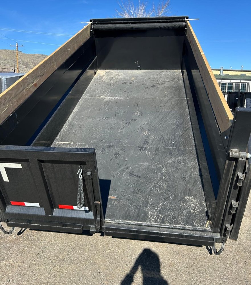 7x14 Sure-Trac Heavy Duty Low Profile Dump Trailer - 14K GVWR | Telescopic Hoist & 3' Sides