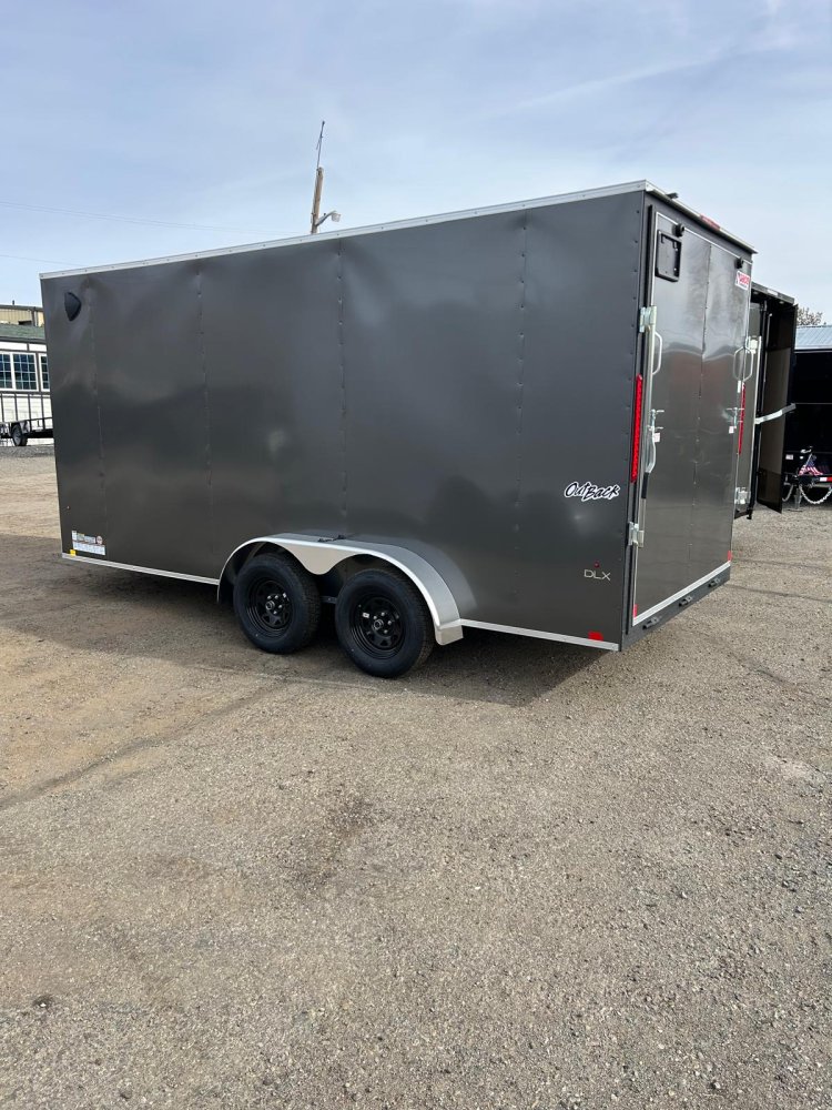 7x16 Pace American Outback DLX Flat Top V-Nose Enclosed Trailer - 7K GVWR | Charcoal | Carson City, 