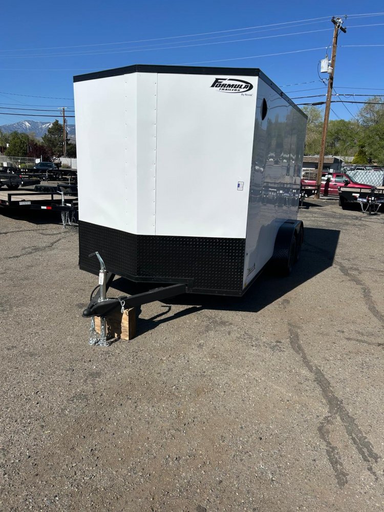 7x14 Traverse Flat Top V-Nose Enclosed Trailer - 7K GVWR - White with Black Trim