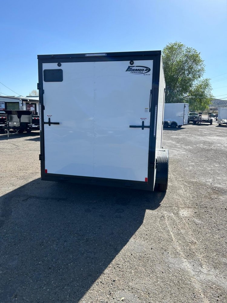 7x14 Traverse Flat Top V-Nose Enclosed Trailer - 7K GVWR - White with Black Trim