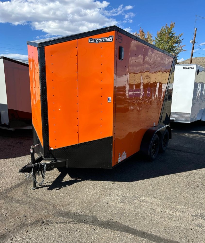 7x12 Cargo King Enclosed Trailer - Schneider Orange & Black