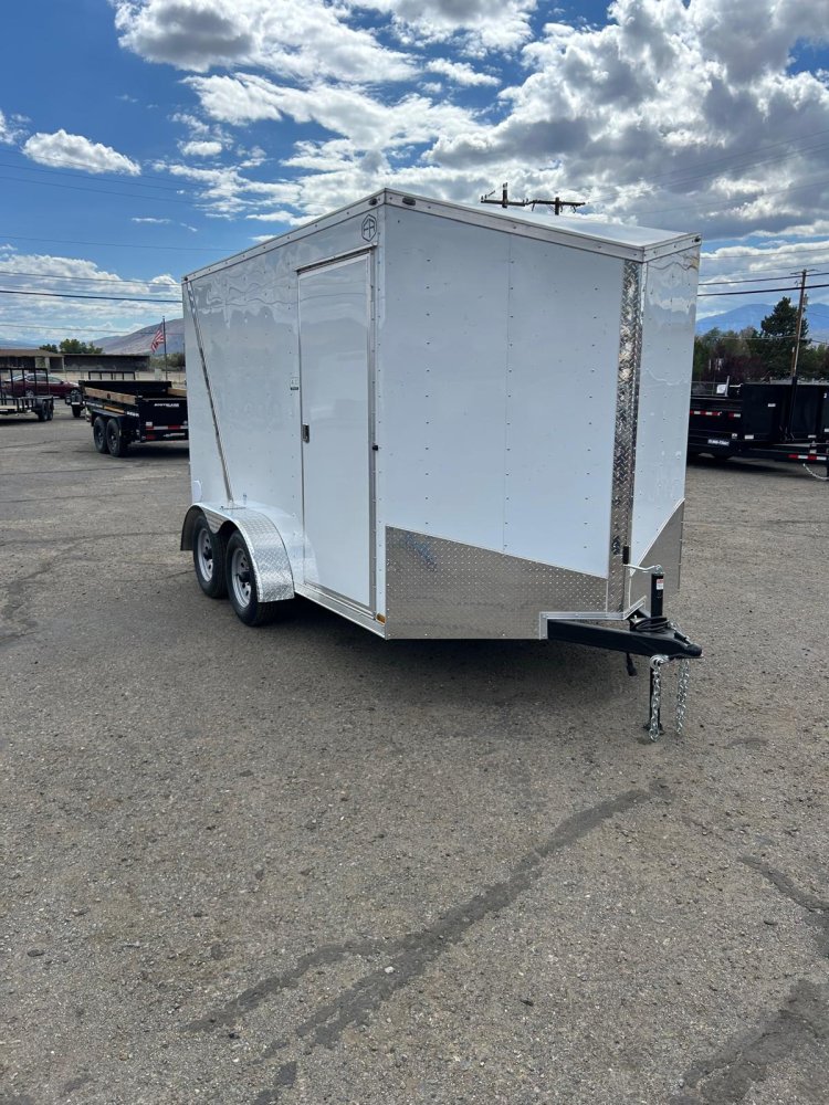 7x12 Cargo King Enclosed Trailer - 7K GVWR Tandem Axle - White