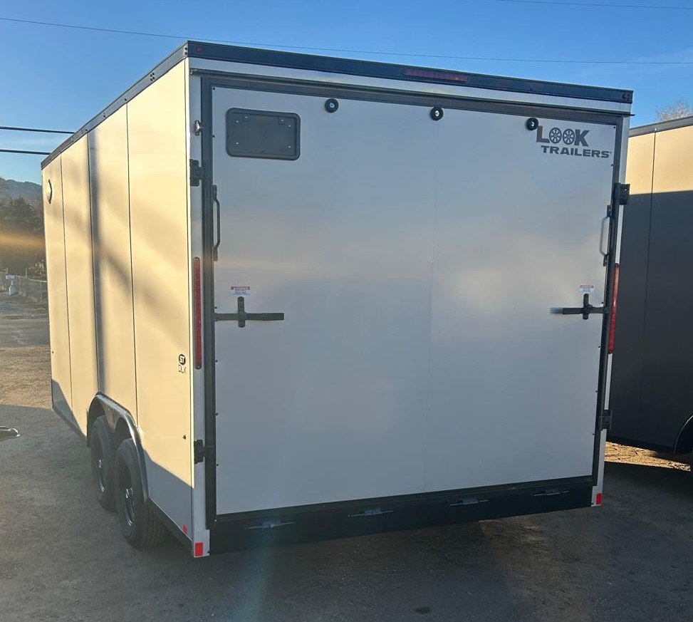 8.5×16 ST DLX Flat Top V-Nose Enclosed Trailer - 10K GVWR - Silver/Black Trim | For Sale in Carson C