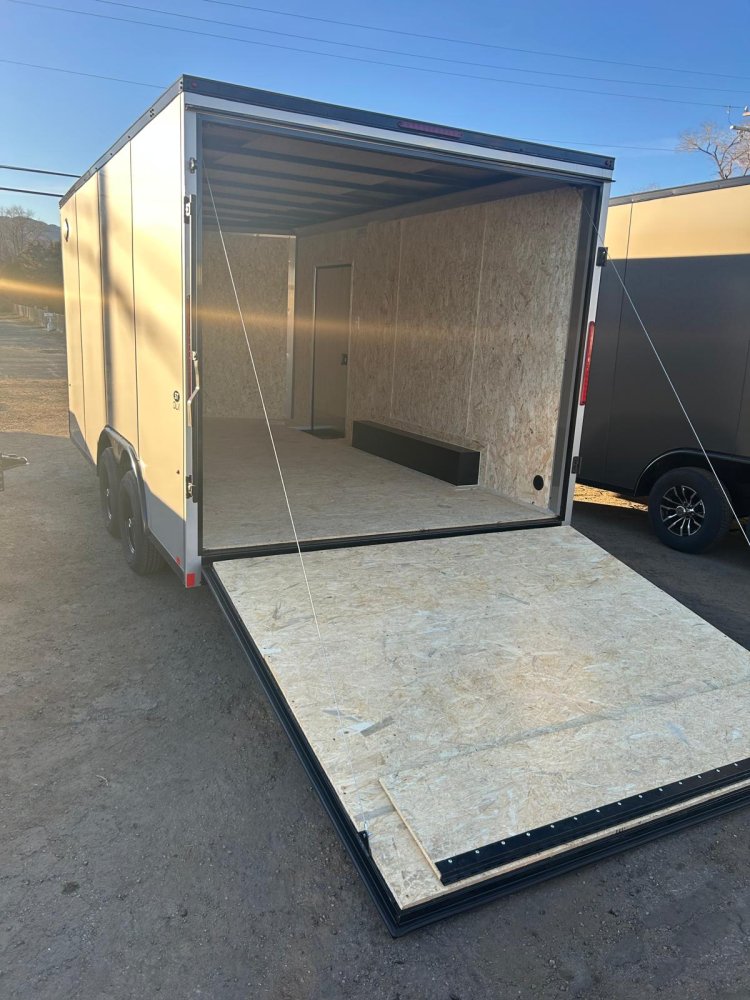 8.5×16 ST DLX Flat Top V-Nose Enclosed Trailer - 10K GVWR - Silver/Black Trim | For Sale in Carson C