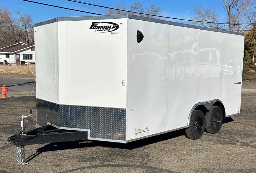 7x16 Traverse Flat Top V-Nose Enclosed Trailer - 7K GVWR - White | Carson City, NV