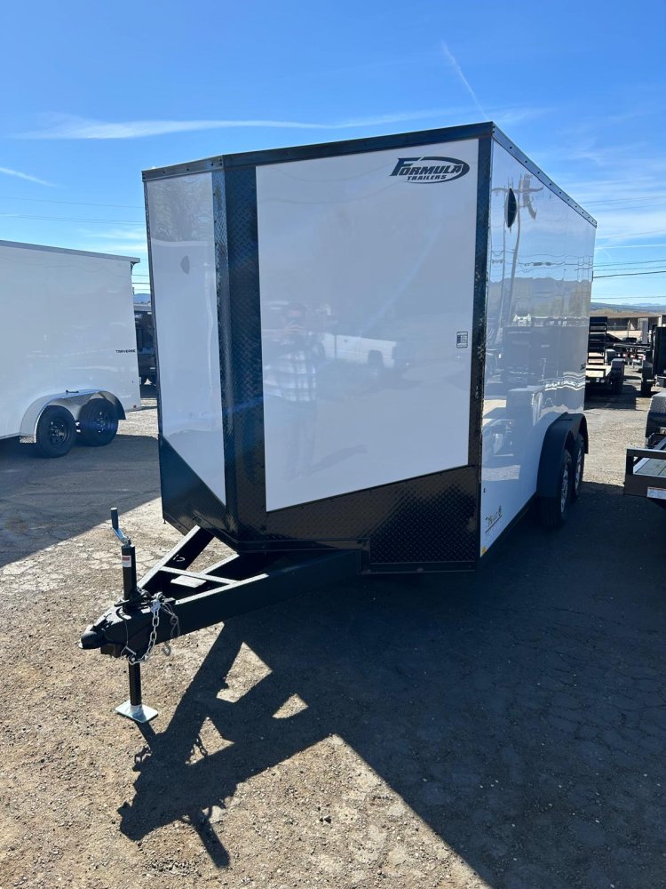 7.5x14 Conquest SE Flat Top Sloped V-Nose Enclosed Trailer - 7K GVWR - White/Black Trim | Carson City, NV