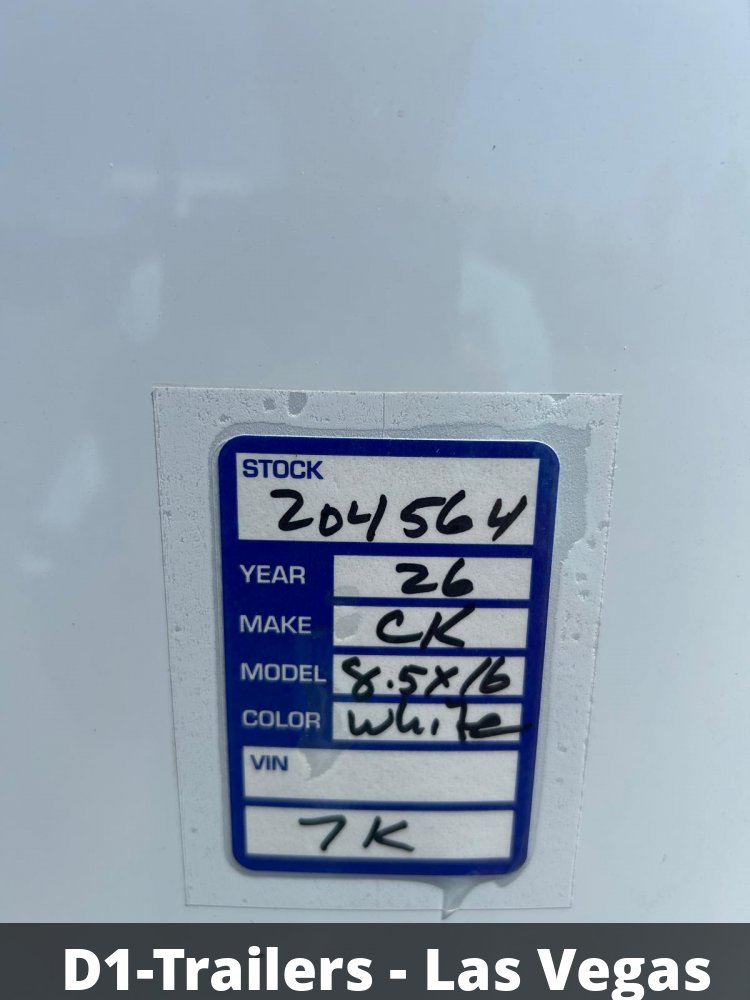 8x16 Cargo King Enclosed Trailer - White