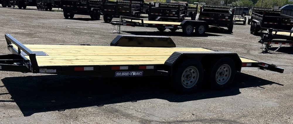 7x20 (18+2), 10K Sure-Trac Flatbed - C-Channel Car Hauler