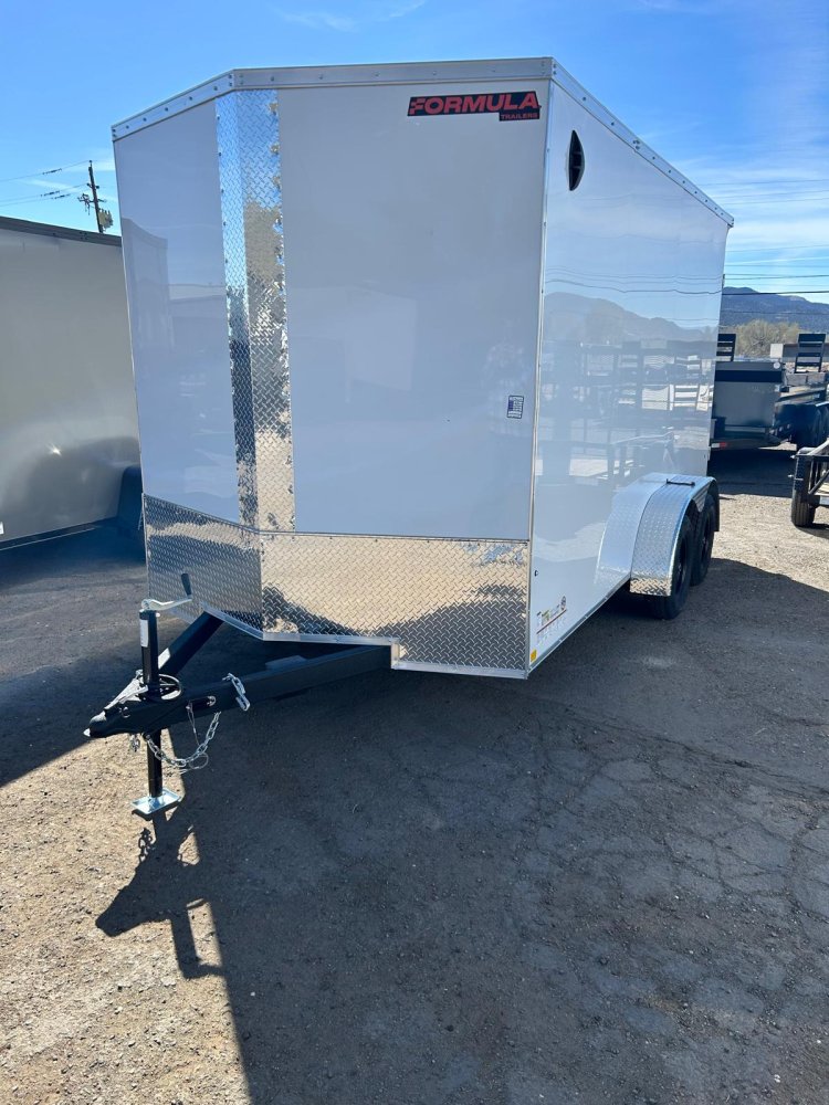7x14 Formula Conquest SE Flat Top V-Nose Enclosed Trailer - 7K GVWR - White/Black | Carson City, NV