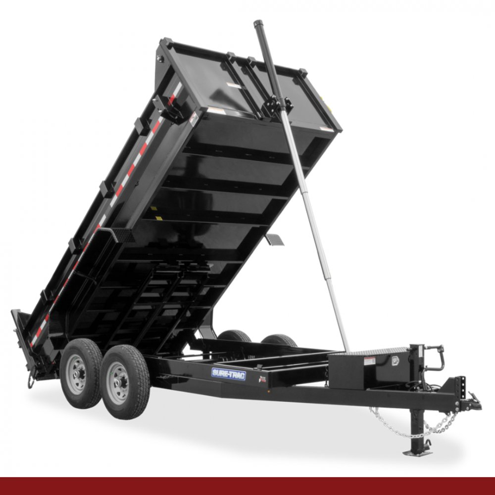 82" x 12, 12K Sure-Trac Dump - HD LOW PROFILE TELESCOPIC Hydraulic Dump Trailer