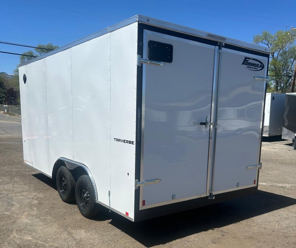 8.5x16 Traverse Flat Top V-Nose Enclosed Trailer - 7K GVWR - White | Carson City, NV