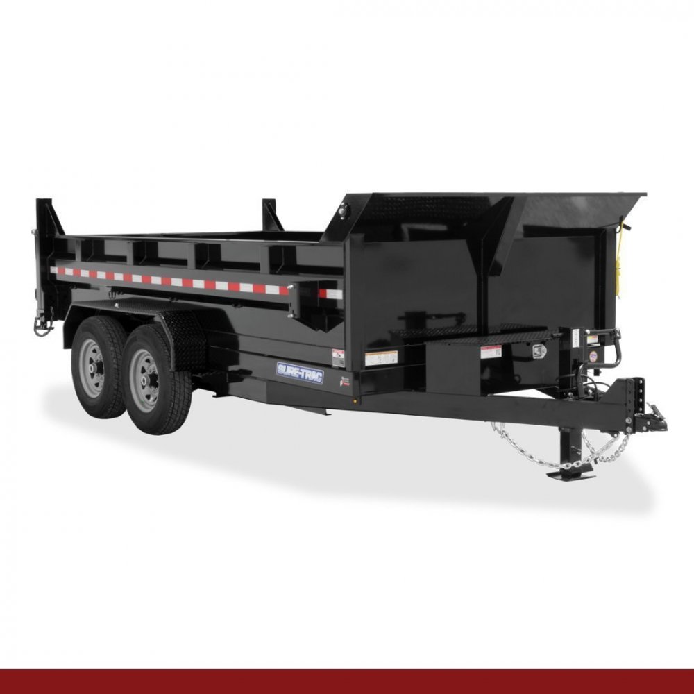 82" x 12, 14K Sure-Trac Dump - HD LOW PROFILE TELESCOPIC Hydraulic Dump Trailer