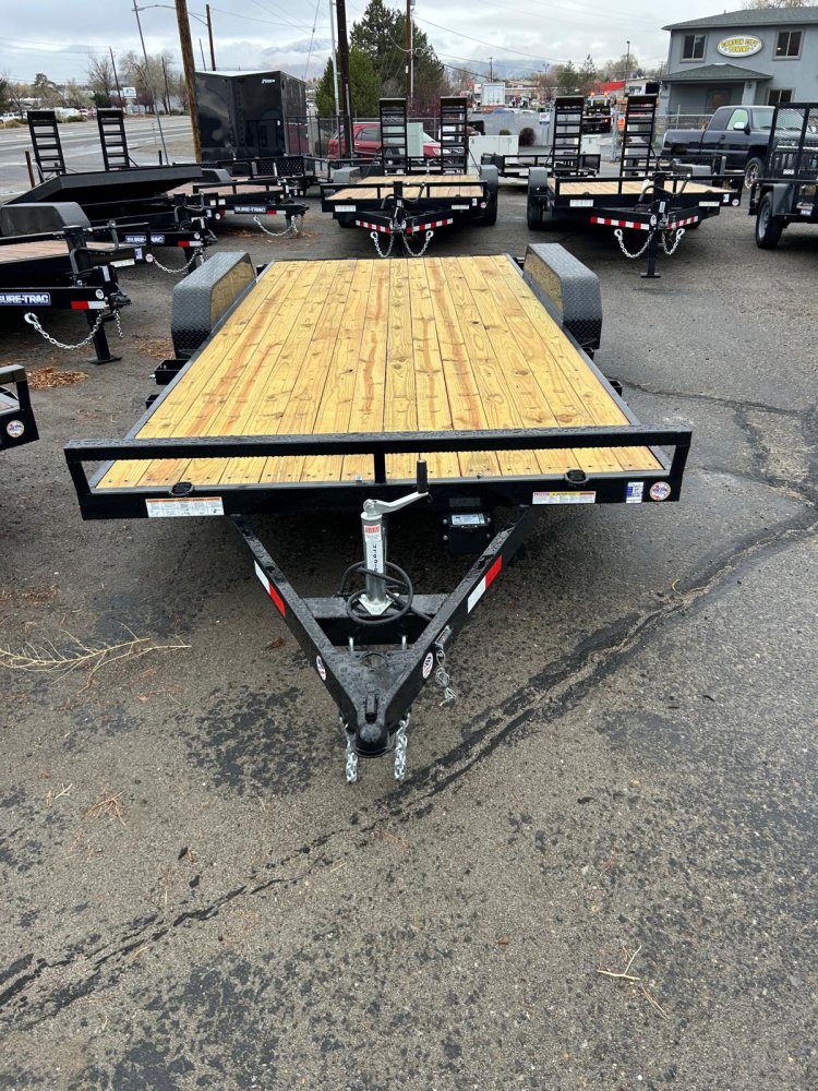 7x18 (16+2) C-Channel Wood Deck Car Hauler - Black | Carson City, NV