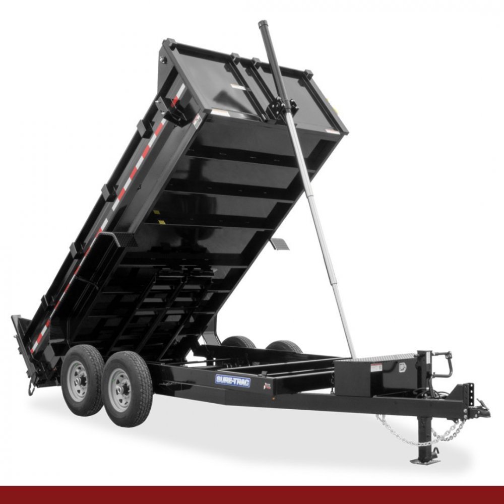 82" x 16, 14K Sure-Trac Dump - HD LOW PROFILE TELESCOPIC Hydraulic Dump Trailer
