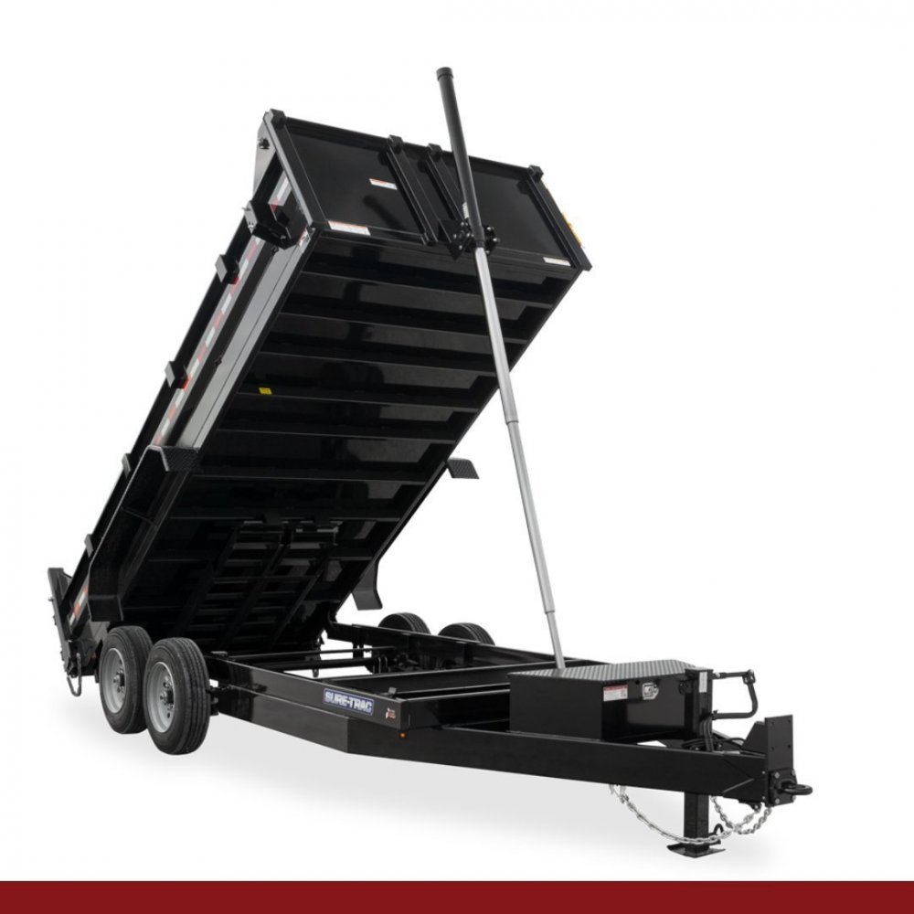 82" x 16, 14K Sure-Trac Dump - HD LOW PROFILE TELESCOPIC Hydraulic Dump Trailer