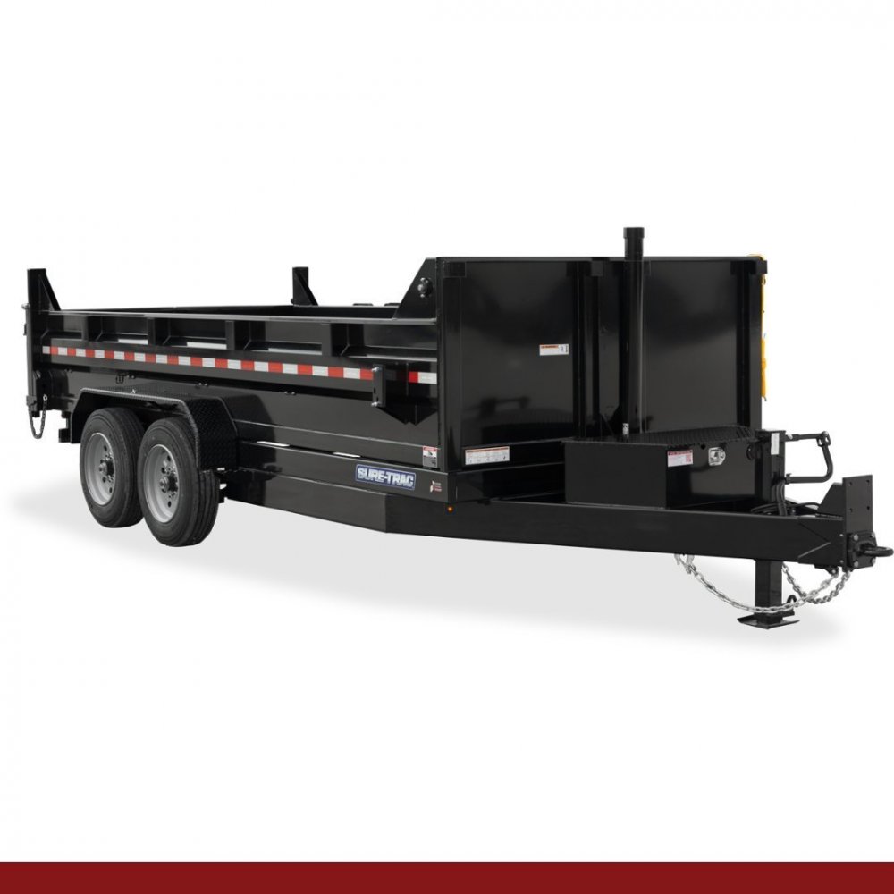 82" x 16, 14K Sure-Trac Dump - HD LOW PROFILE TELESCOPIC Hydraulic Dump Trailer