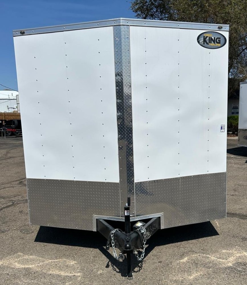 8.5x18 Cargo King Enclosed Trailer - White, 6" Extra Height, D-Rings, RV Door