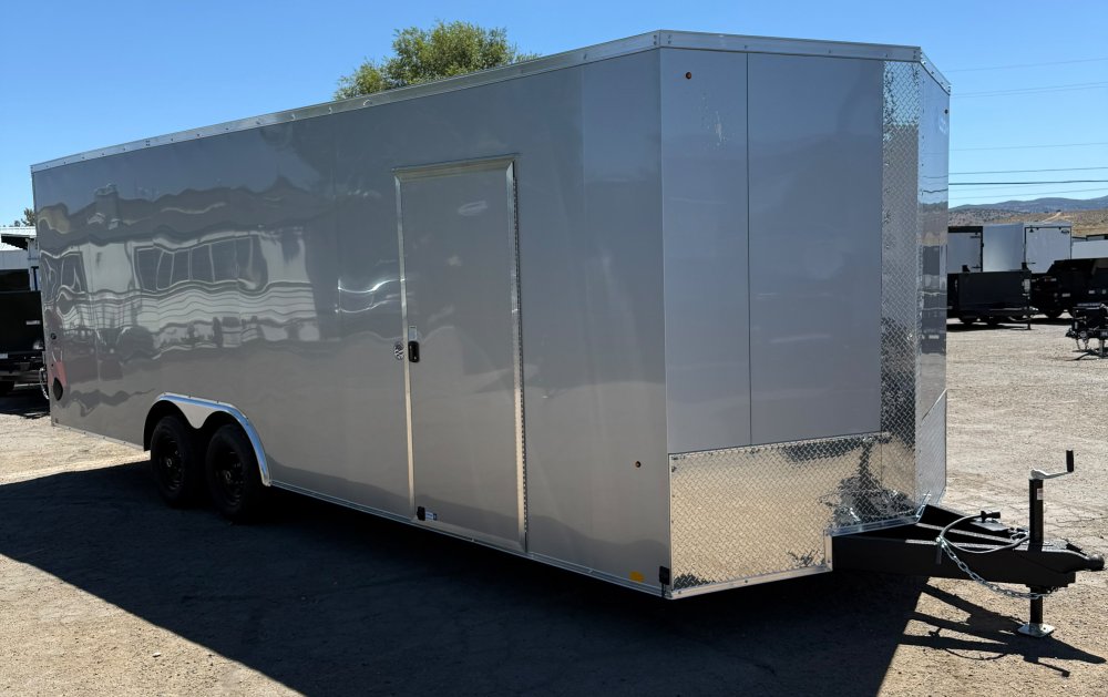 8.5x24 ST DLX Flat Top V-Nose Enclosed Car Hauler Trailer 10K GVWR - Silver | Carson City, NV