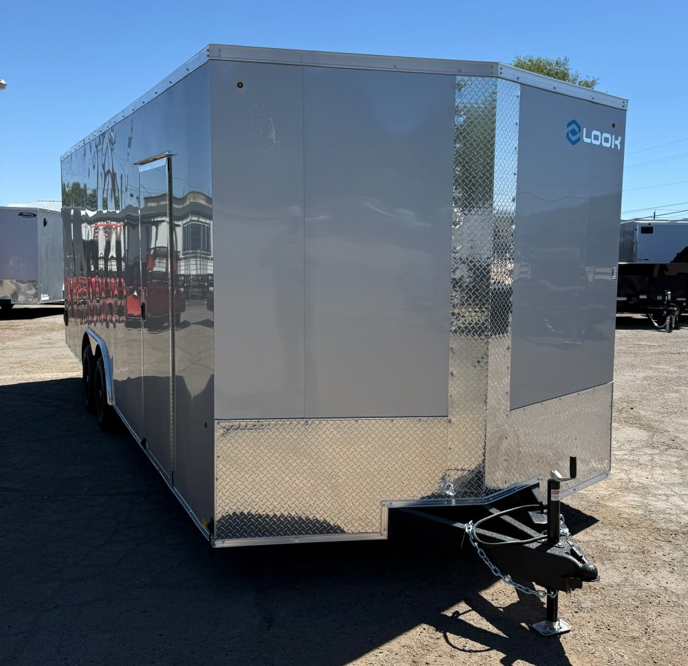 8.5x24 ST DLX Flat Top V-Nose Enclosed Car Hauler Trailer 10K GVWR - Silver | Carson City, NV