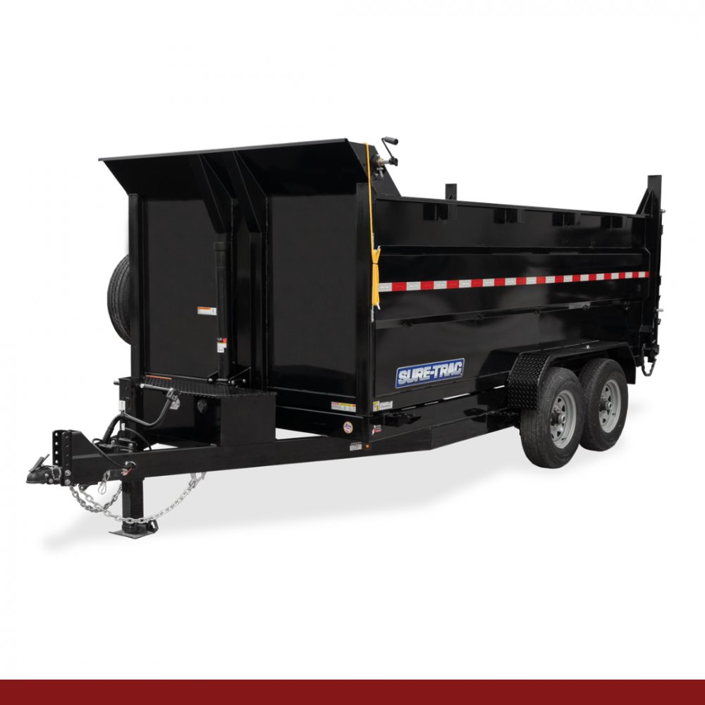 82" x 12 Sure-Trac Dump - HD LOW PROFILE W/ 4' SIDES Hydraulic Dump Trailer