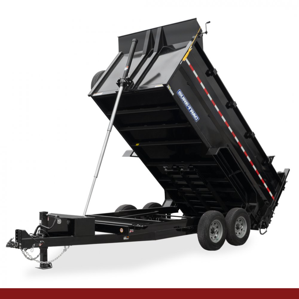 82" x 12 Sure-Trac Dump - HD LOW PROFILE W/ 4' SIDES Hydraulic Dump Trailer