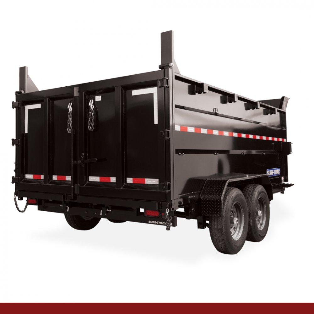 82" x 12 Sure-Trac Dump - HD LOW PROFILE W/ 4' SIDES Hydraulic Dump Trailer