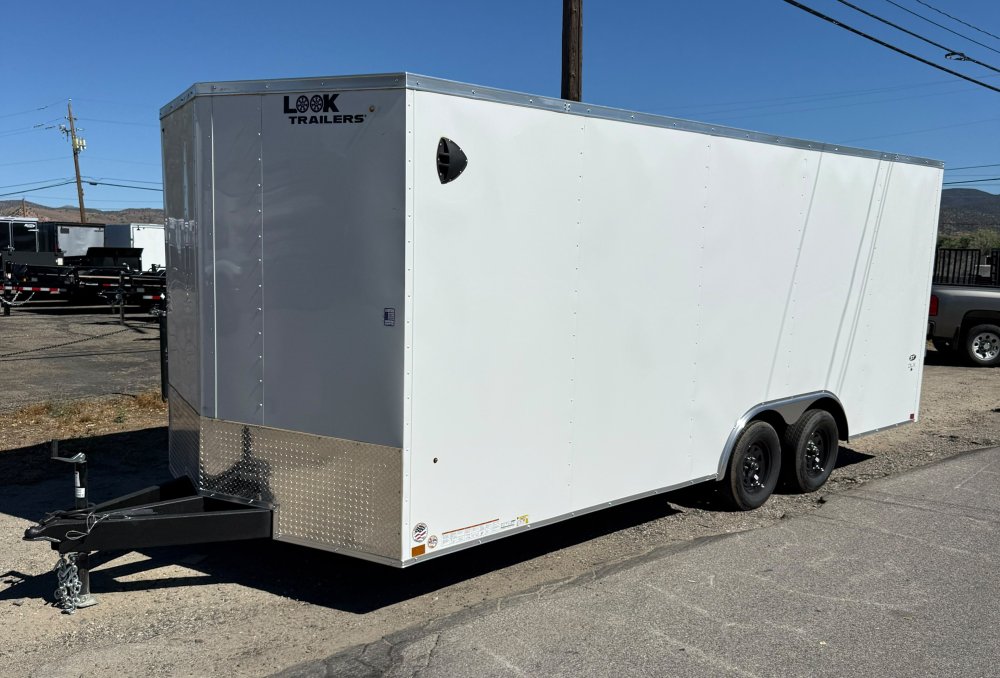 8.5x20 ST DLX Flat Top V-Nose Enclosed Car Hauler Trailer 7K GVWR - White | Carson City, NV