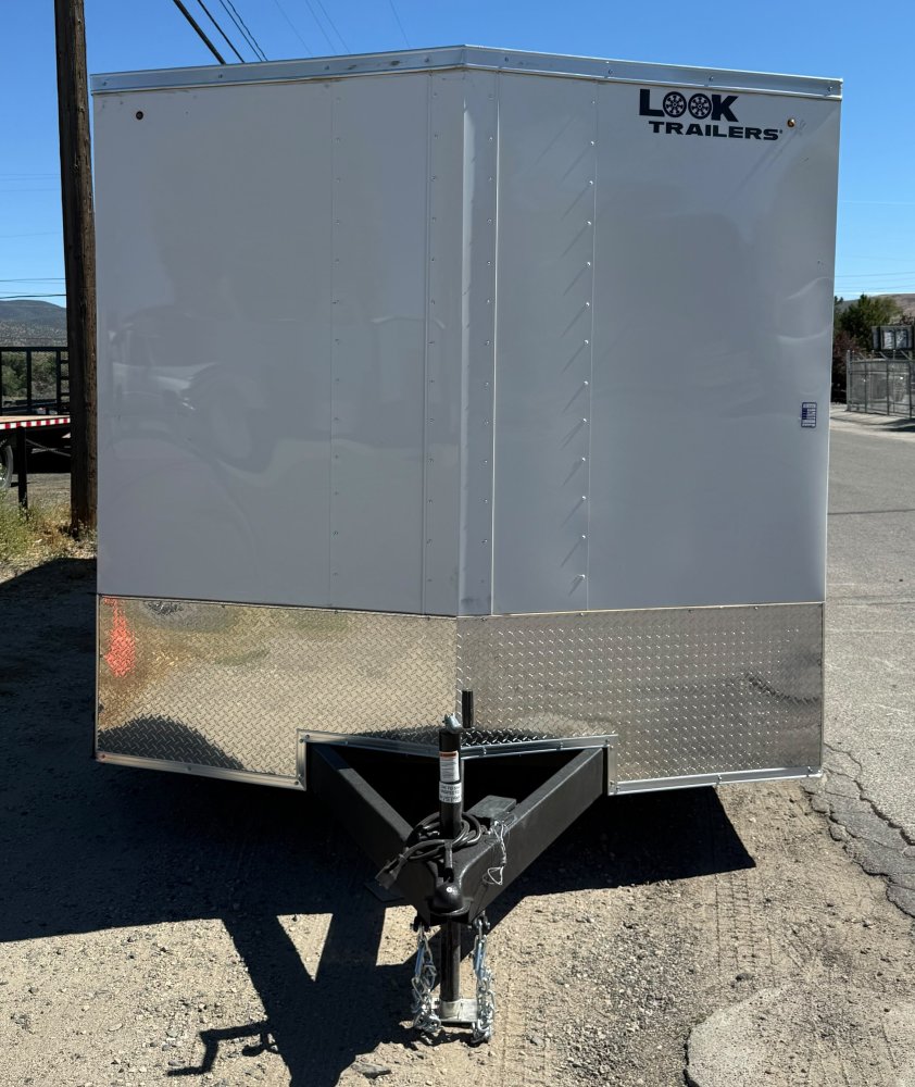 8.5x20 ST DLX Flat Top V-Nose Enclosed Car Hauler Trailer 7K GVWR - White | Carson City, NV