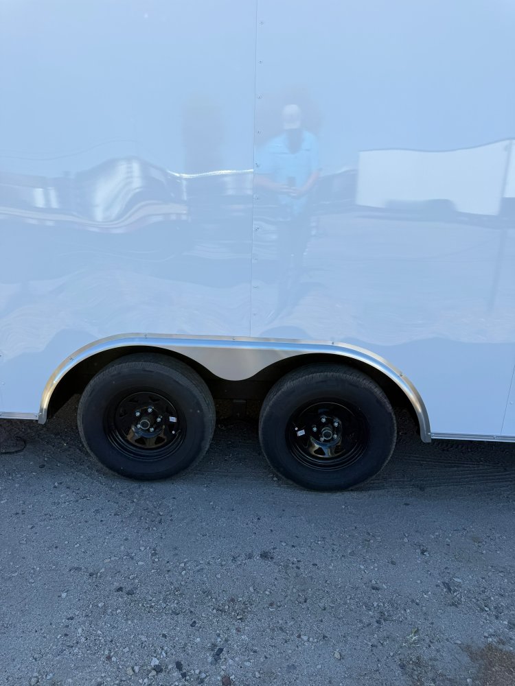 8.5x20 ST DLX Flat Top V-Nose Enclosed Car Hauler Trailer 7K GVWR - White | Carson City, NV