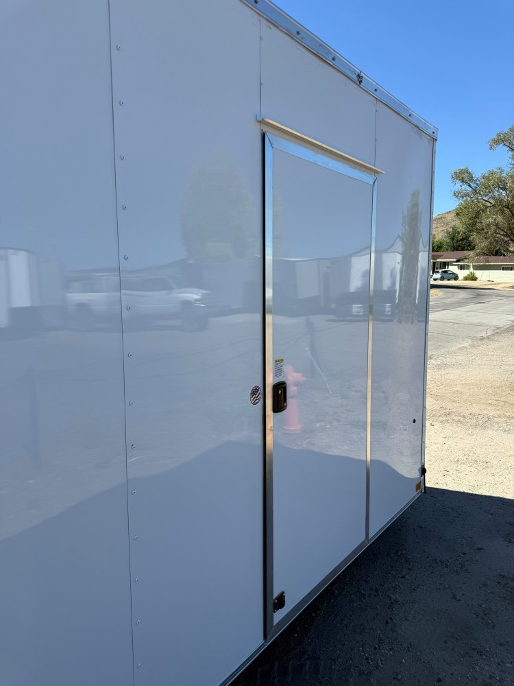 8.5x20 ST DLX Flat Top V-Nose Enclosed Car Hauler Trailer 7K GVWR - White | Carson City, NV