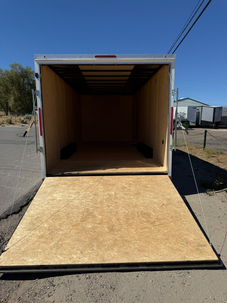 8.5x20 ST DLX Flat Top V-Nose Enclosed Car Hauler Trailer 7K GVWR - White | Carson City, NV